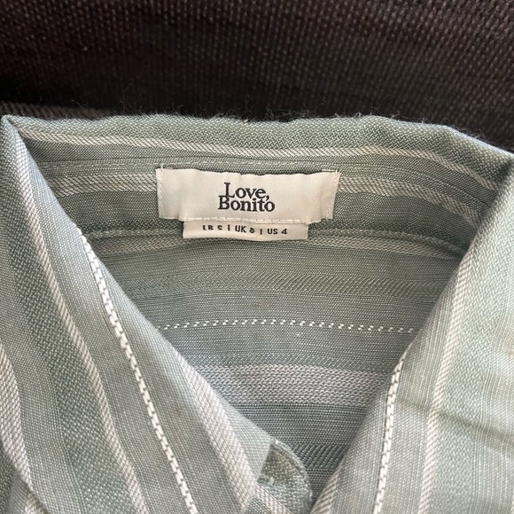 Love Bonito Alvina Relaxed Striped Shirt Green size 4 - Picture 3 of 4